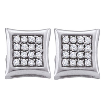 Earrings |  Sterling Silver Womens Round Diamond Square Kite Cluster Earrings 1/6 Cttw |  Splendid Jewellery