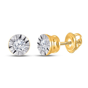 Earrings |  10kt Yellow Gold Womens Round Diamond Solitaire Illusion-set Stud Earrings 1/10 Cttw |  Splendid Jewellery