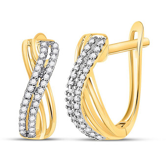 Earrings |  10kt Yellow Gold Womens Round Diamond Hoop Earrings 1/5 Cttw |  Splendid Jewellery