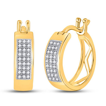 Earrings |  10kt Yellow Gold Womens Round Diamond Triple Row Hoop Earrings 1/6 Cttw |  Splendid Jewellery