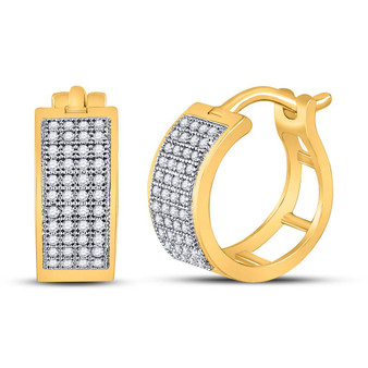 Earrings |  10kt Yellow Gold Womens Round Diamond Huggie Earrings 1/4 Cttw |  Splendid Jewellery