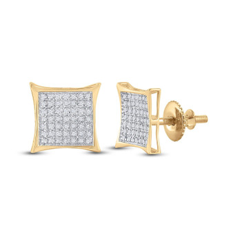 Earrings |  10kt Yellow Gold Womens Round Diamond Kite Square Earrings 1/3 Cttw |  Splendid Jewellery