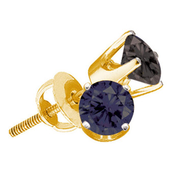 Earrings |  Sterling Silver Womens Round Black Color Enhanced Diamond Solitaire Earrings 1/6 Cttw |  Splendid Jewellery