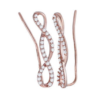 Earrings |  10kt Rose Gold Womens Round Diamond Climber Earrings 1/2 Cttw |  Splendid Jewellery