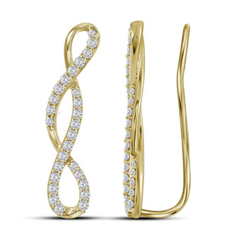 Earrings |  10kt Yellow Gold Womens Round Diamond Climber Earrings 1/2 Cttw |  Splendid Jewellery