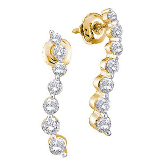 Earrings |  14kt Yellow Gold Womens Round Diamond Journey Earrings 1/2 Cttw |  Splendid Jewellery