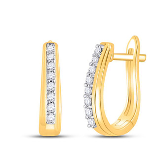 Earrings |  10kt Yellow Gold Womens Round Diamond Hoop Earrings 1/4 Cttw |  Splendid Jewellery