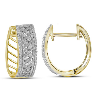 Earrings |  10kt Yellow Gold Womens Round Channel-set Diamond Hoop Earrings 5/8 Cttw |  Splendid Jewellery