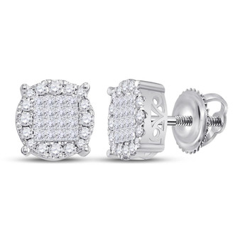 Earrings |  14kt White Gold Womens Princess Diamond Fashion Cluster Earrings 1 Cttw |  Splendid Jewellery