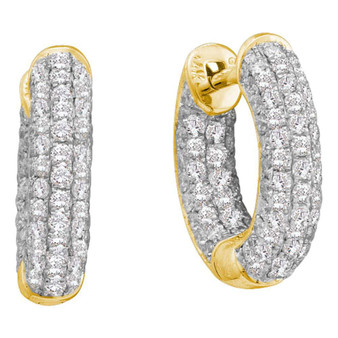 Earrings |  14kt Yellow Gold Womens Round Diamond Huggie Earrings 3/4 Cttw |  Splendid Jewellery