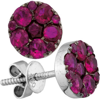 Earrings |  18kt White Gold Womens Round Ruby Diamond Convertible Dangle Earrings 2-1/4 Cttw |  Splendid Jewellery