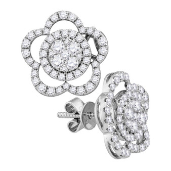 Earrings |  18kt White Gold Womens Round Diamond Convertible Star Dangle Jacket Earrings 1 Cttw |  Splendid Jewellery