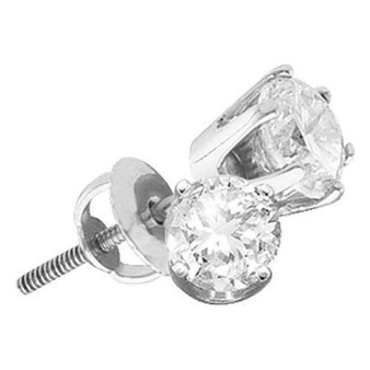 Earrings |  14kt White Gold Womens Round Diamond Solitaire Stud Earrings 1/2 Cttw |  Splendid Jewellery