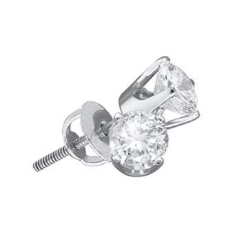 Earrings |  14kt White Gold Womens Round Diamond Solitaire Stud Earrings 7/8 Cttw |  Splendid Jewellery