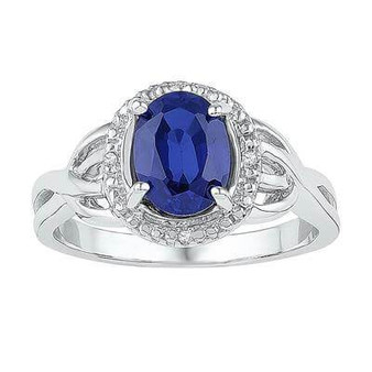 Sterling Silver Sapphire birthstone with Solitaire Diamond Ring