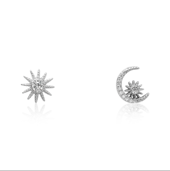 Moon and Star Silver Earrings best combination of elegance and style