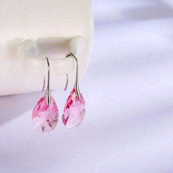 Enthralling Drop Earrings With Swarovski Crystals - Rhodium Plated - Silver Jewellery for Her