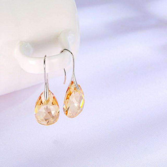 Charming Drop Earrings with Swarovski Crystal- Silver Jewellery - Gift for Her