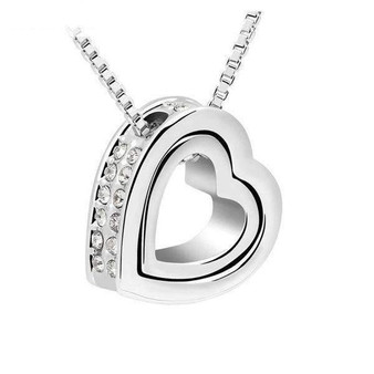 Tantalizing Heart Pendant Necklace With Czech Crystals - Silver Jewellery for Women