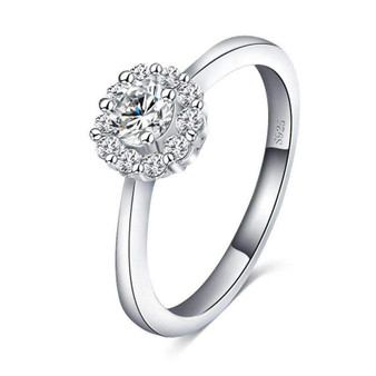 925 Sterling Silver Sparkling Flower Micro Pave Cubic Zirconia Ring