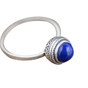 Sterling silver retro natural lapis lazuli Ring