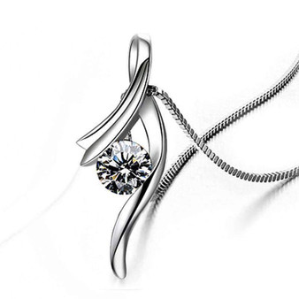 Sterling Silver Drop Pendant with Box Chain Necklace
