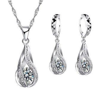 Sterling Silver White Crystal Jewelry Set