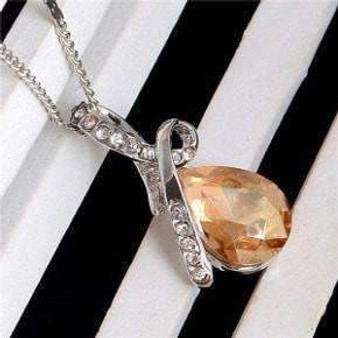 Sparkling Necklace with Cubic Zirconia Crystal - Silver Jewellery - Buy Now