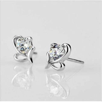 Elegant Stud Earring with Cubic Zirconia Crystal- Silver Jewellery for Women - Gift for Her