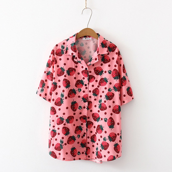 Strawberry Print Blouse