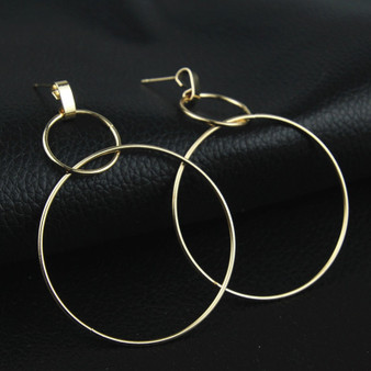 Round Circle Geometric Drop Earrings