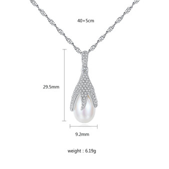 925 Silver Chain Natural Pearl Necklace Jewelry Pendant