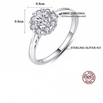 925 Sterling Silver Zircon Diamond Ring Jewellery