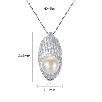 925 Sterling Silver Chain Necklace Natural Pearl Pendant