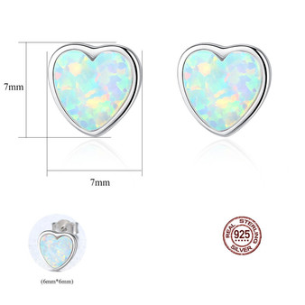 925 Sterling Silver Heart Opal Earrings