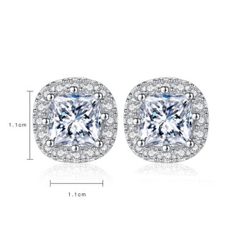 1ct 925 Sterling Silver Stud Earrings Studs