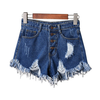 s Sexy High Waist Tassel Ripped Jeans Large Size Denim Shorts