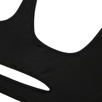 Cryptographic Black Cut-Out Sexy Backless Fitness Playsuit