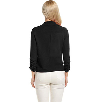 Fashion Trendy Thin Slim Fit Formal 3/4 Sleeve Office Short Blazer