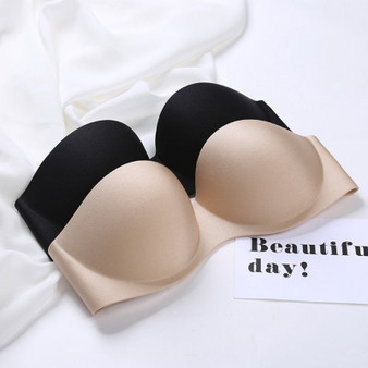 1/2 Cup Sexy Gather Push Up Invisible Strapless Bra