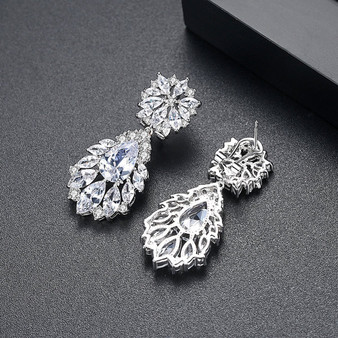 18ct White Gold Finish Fashion Jewelry Drop Dangle Earrings