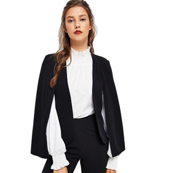 Poncho Office Street-wear Cloak Open Front Blazer