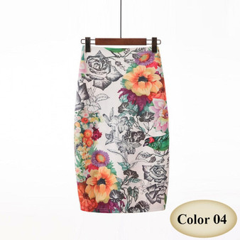 Fashion floral vintage Style Pencil Skirt High Waist