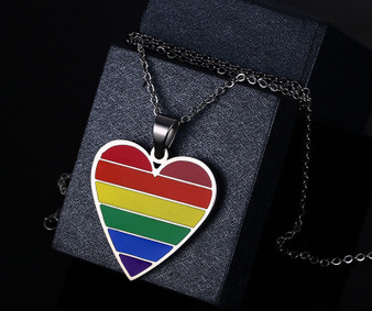 Gay Pride Rainbow Heart Pendant