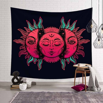 White Black Sun Moon Tapestry