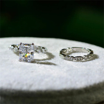 Radiant Cut Created Diamond Bridal Ring Sets