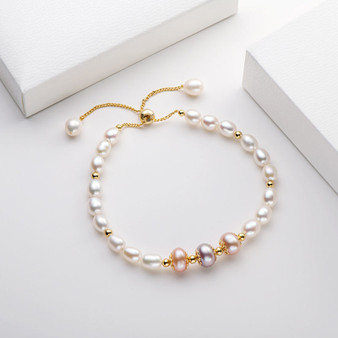 Natural Cultured Freshwater Pearl Adjustable Bracelet