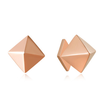 14K Solid Gold Stud Earrings Exclusively Handcrafted Double Side Earrings for Women