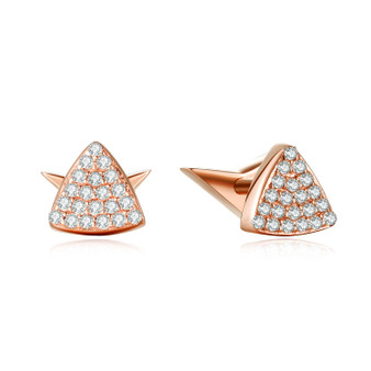 14K Solid Gold Stud Earrings Exclusively Handcrafted 0.159 Carat Natural Diamond (H-F Color, VS1-VS2 Clarity)