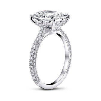 Luxury Oval Shaped Created White Diamond Halo Ring